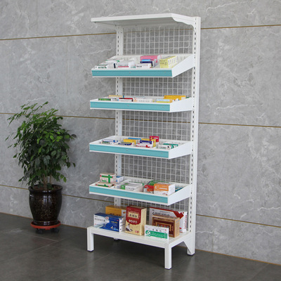 加厚西药架诊所药架药店单双面抽拉药盘架药房药架货架钢制