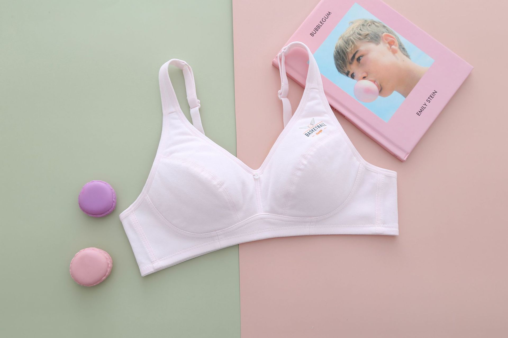 新款棉氨发育期少女文胸 无钢圈舒适薄款防凸点初中高中学生内衣