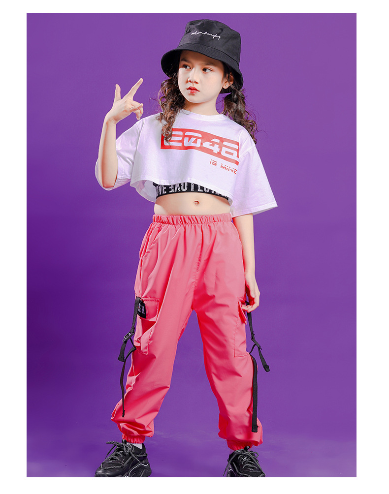 女童爵士街舞露脐套装女孩嘻哈hiphop服装儿童舞台走秀露脐演出服