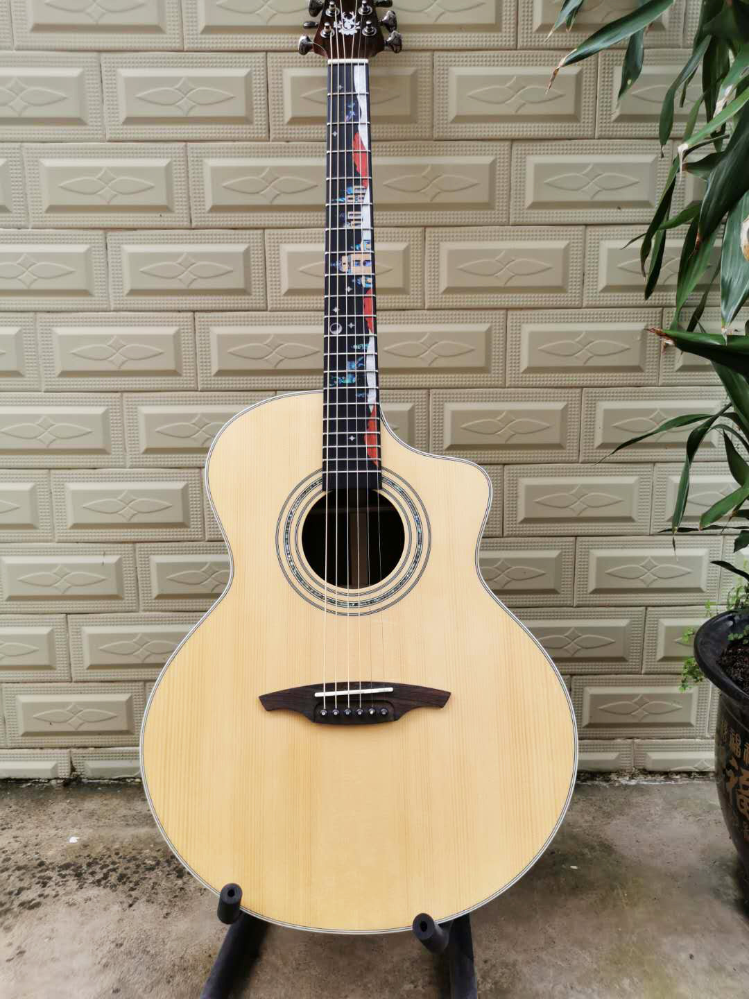 面单吉他41寸jf桶吉他单板无标贴牌定制民谣吉他云杉玫瑰木乐器