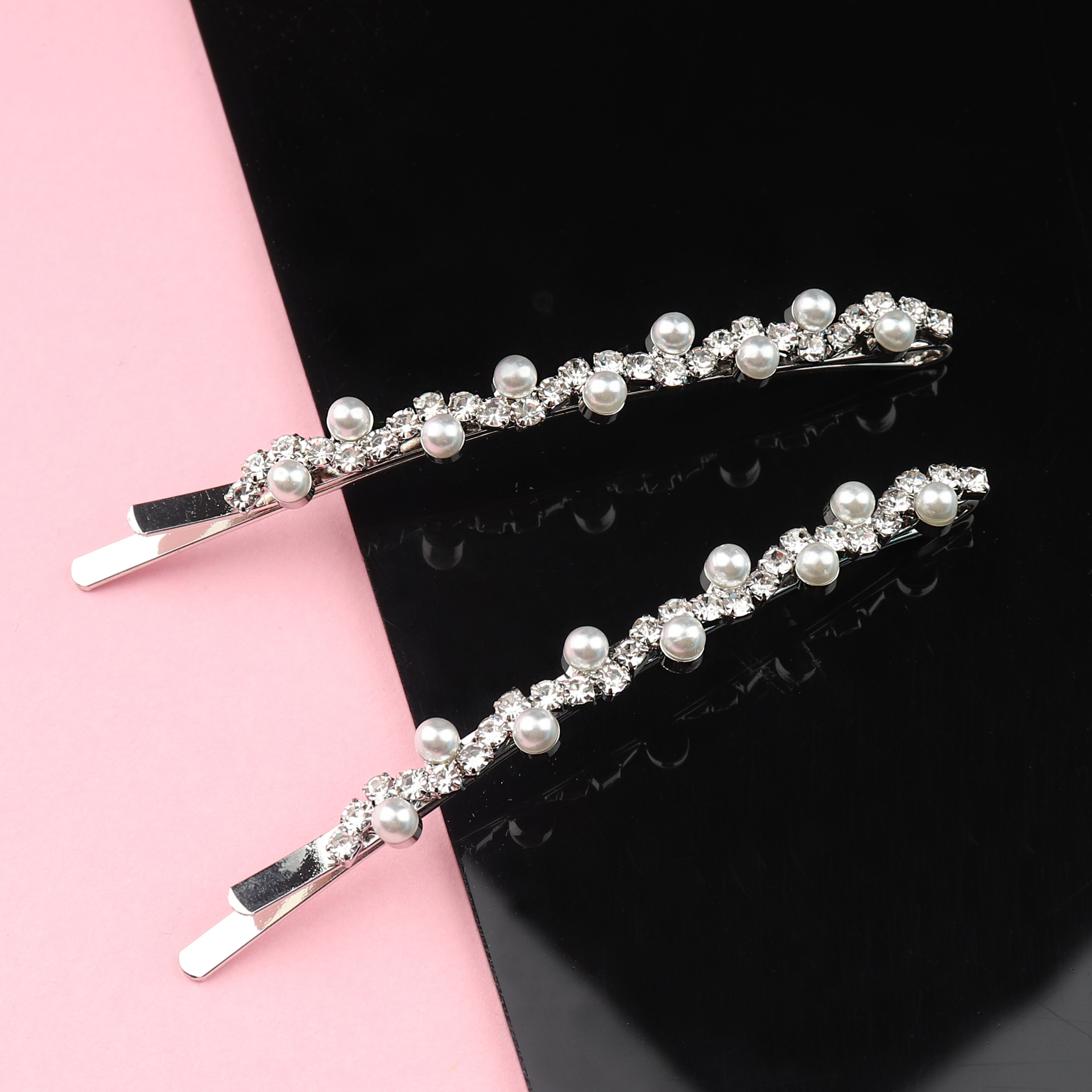 Youth Korean Style Pearl Barrettes Korean Side Clip Alloy Word Clip Maiden Pearl Hairware Accessories