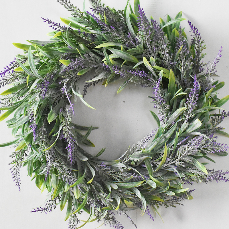 仿真花环 门饰 婚礼用品 薰衣草花环 挂件花环亚马逊装饰草环门环