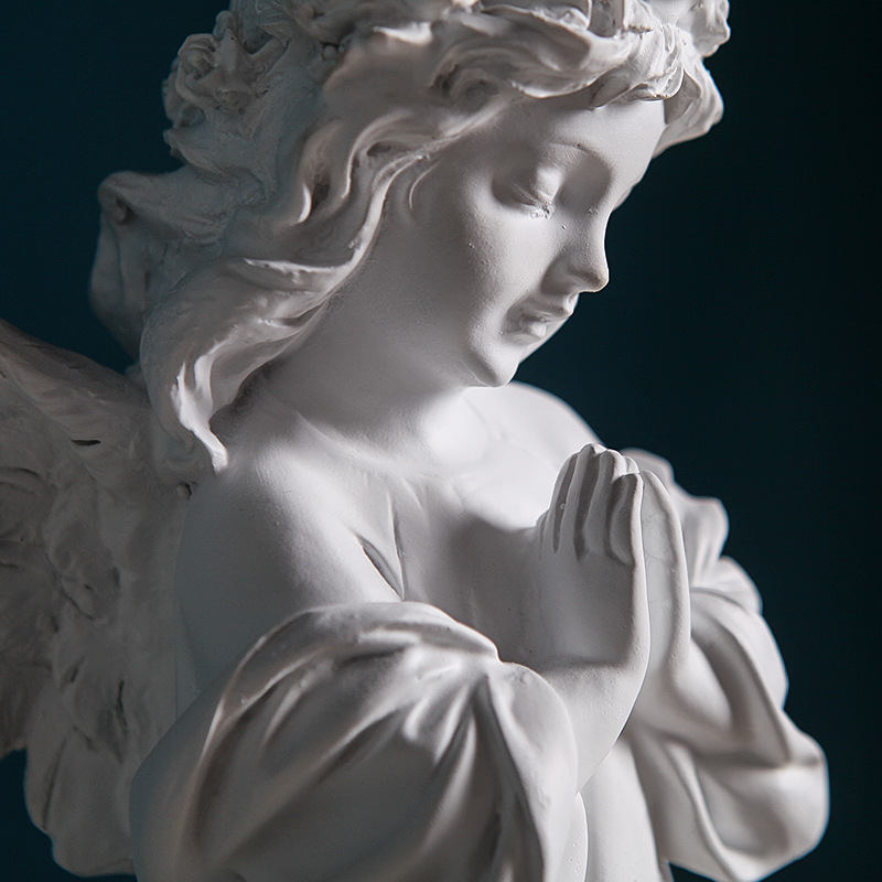 北欧双手合十天使宝贝客厅书房卧室摆件服装奶茶店铺树脂工艺摆件