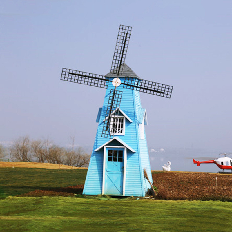 户外大型防腐木水车荷兰风车园林小景造型源头厂家私人来图样订制