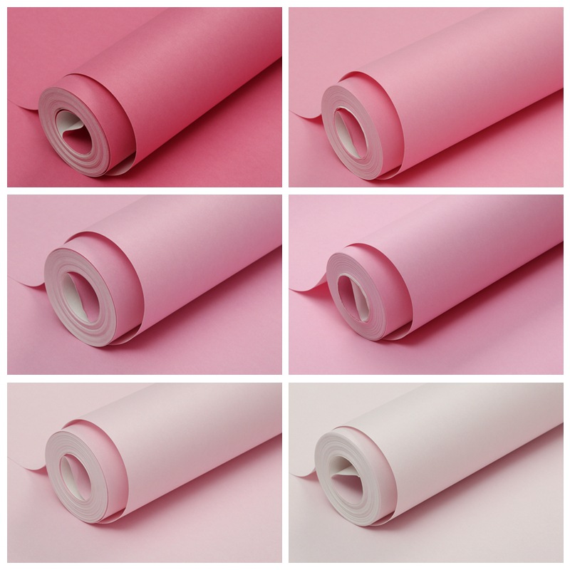 粉红色镜面纯色壁纸现代简约服装酒店美容院主播素色背景墙纸光面