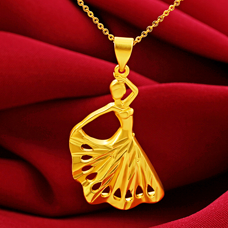 电镀事业 单吊坠跳舞女郎员工福利旅游纪念项链摆摊