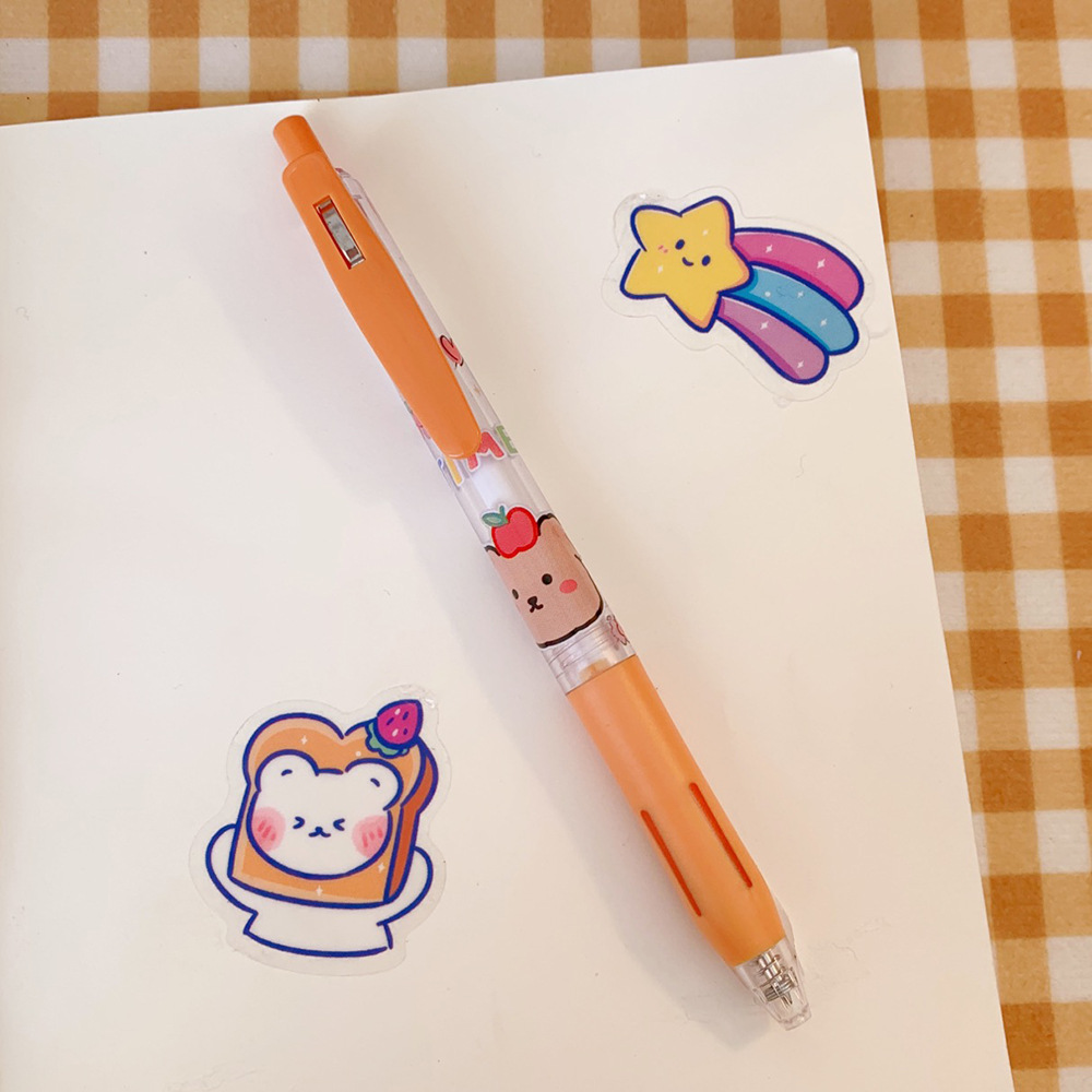 韩版ins少女心卡通小熊中性笔可爱创意按动式黑色水笔签字笔文具