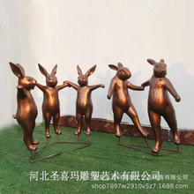 零售批发跳舞铜兔子园林广场景观雕塑生肖动物金属铜摆件来图定做