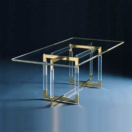 时尚设计餐桌亚克力透明会议桌轻奢书桌ins风展示桌玻璃办公桌