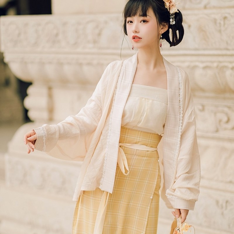 自发成人宋制三件套汉服女齐腰褙子日常宋旋裙春秋新款全套汉元素