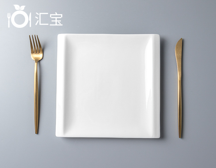齐顺正方盘 9-13寸 正方形陶瓷盘子 外贸餐厅北欧陶瓷盘