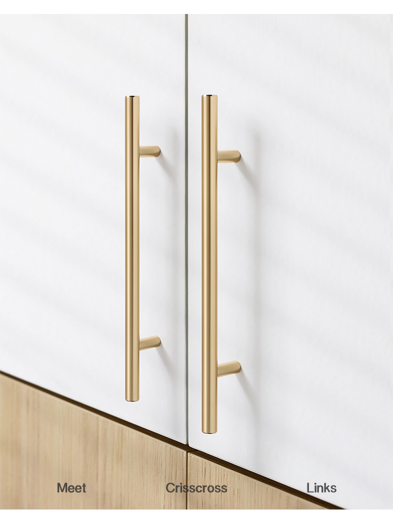 贝格莱现代简约美式抽屉铝合金橱柜衣柜加长柜门把手黑色金色拉手