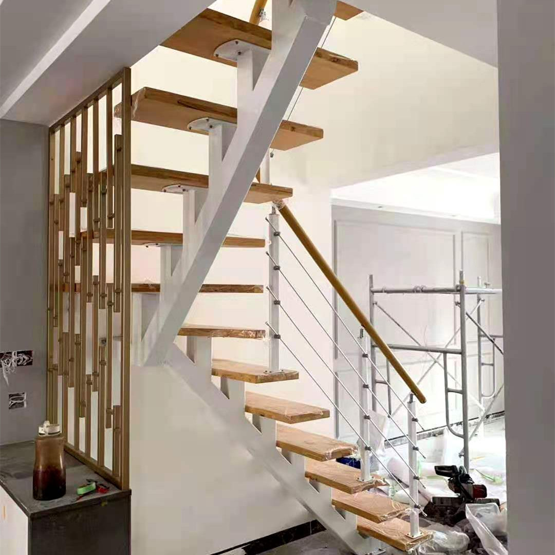复式阁楼直梁楼梯 厂家定制室内楼梯 中式斜梁楼梯