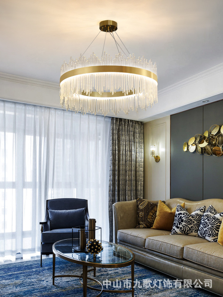 轻奢水晶吊灯现代简约餐厅客厅灯具别墅后现代卧室楼梯间网红灯具