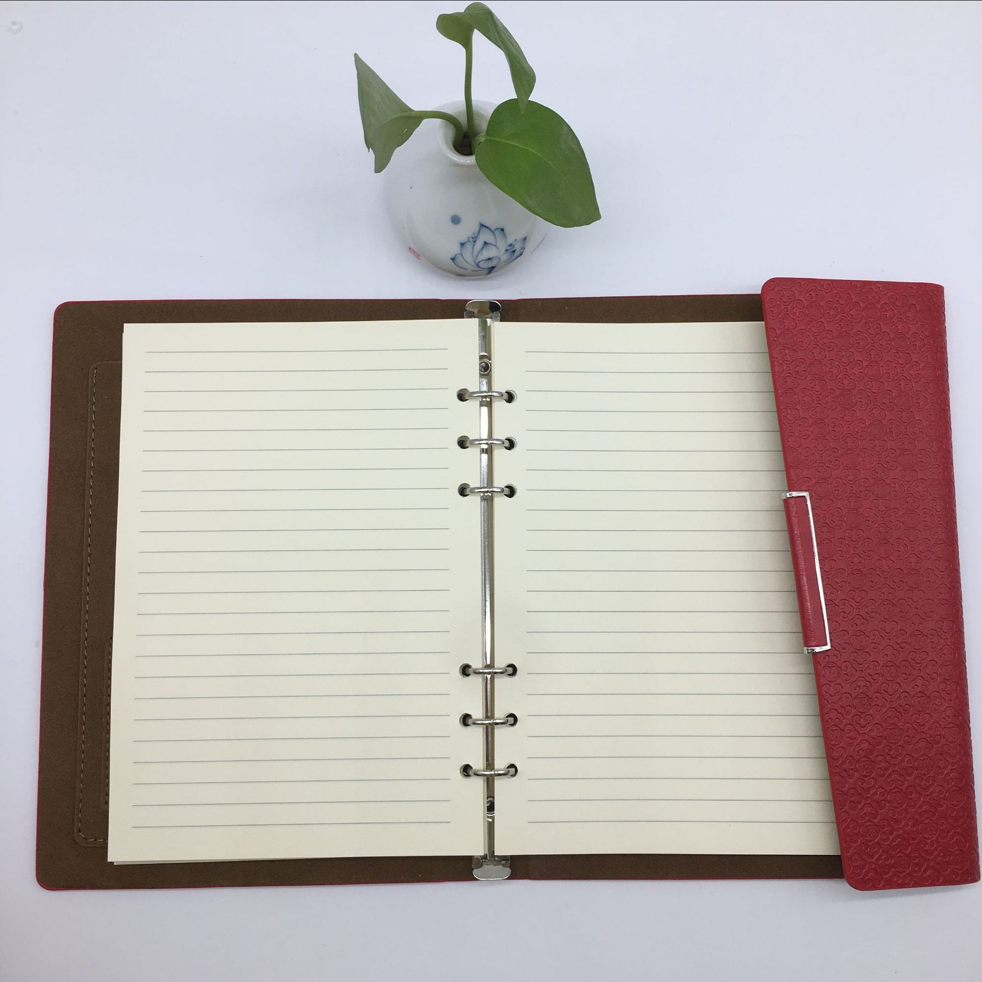 汤革记事本活页油边本册 三折记事本笔记本定制 仿皮本可定logo