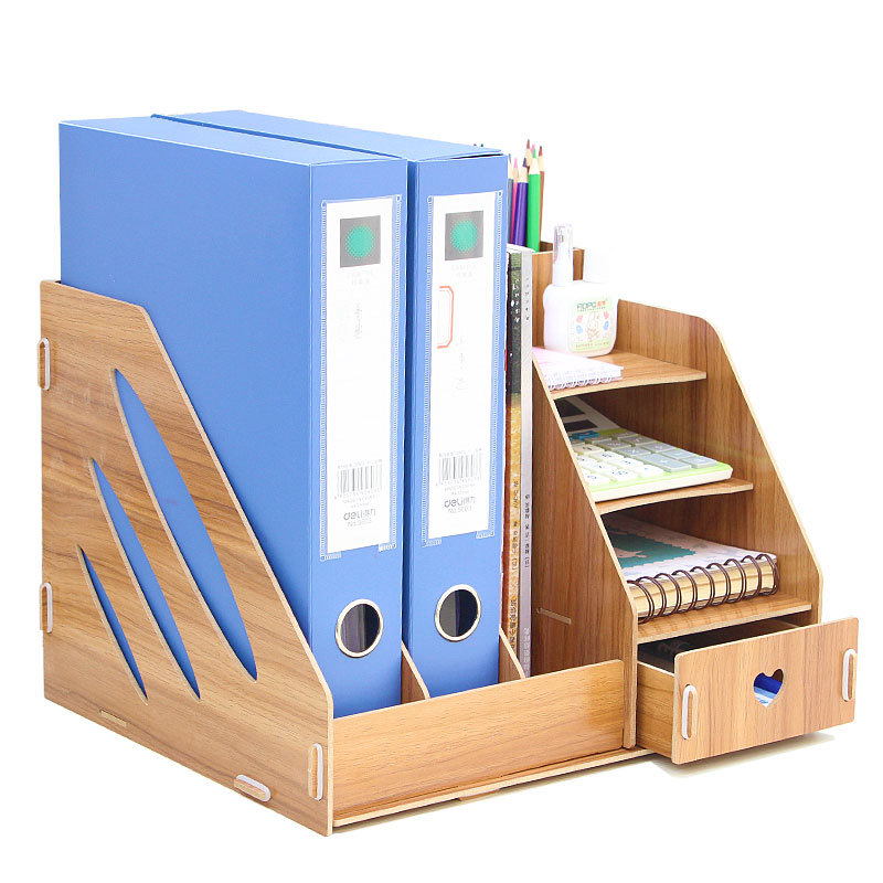 木质办公室桌面文件夹收纳盒抽屉式文具用品置物架学生书立资料架