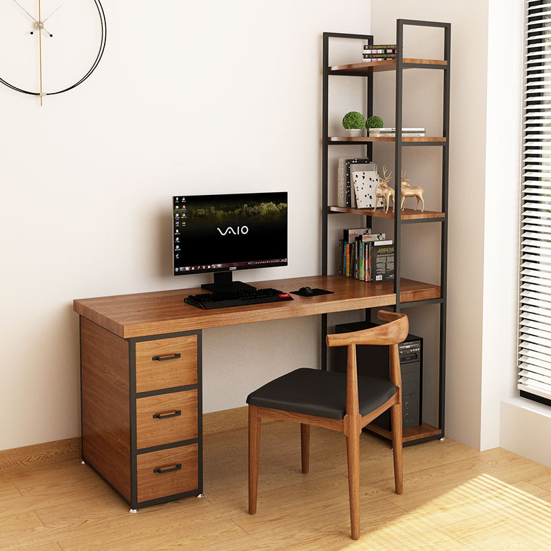 书房原木书桌写字台桌子 家用实木台式电脑桌 简约办公桌工作台