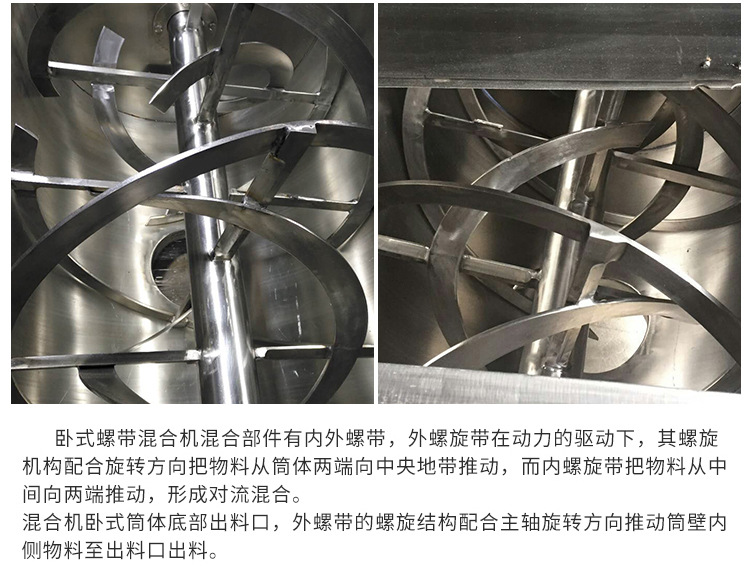 现货2立方不锈钢卧式螺带混合机 定制卧式搅拌机高速食品混料机