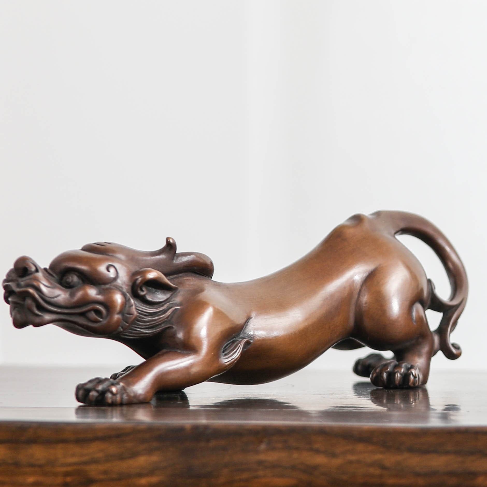 螭龙铜龙摆件 纯铜工艺品家居解压桌面茶宠镇纸 紫铜黄铜装饰礼品