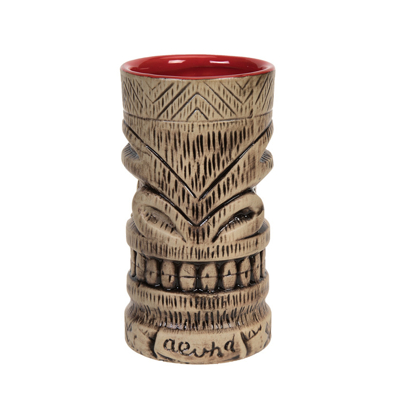 新款独特僵尸tiki mug订做异形陶瓷提基杯夏威夷风情酒吧杯外销