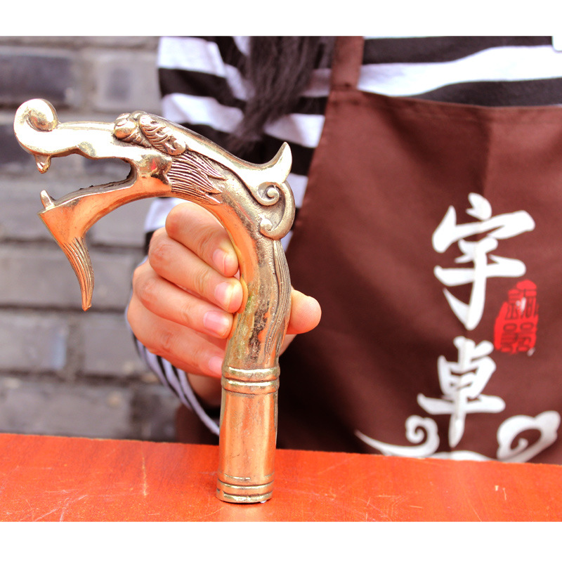 宇卓铜器纯铜拐杖头黄铜拐杖头寿星老拐杖头家居装饰工艺品摆件