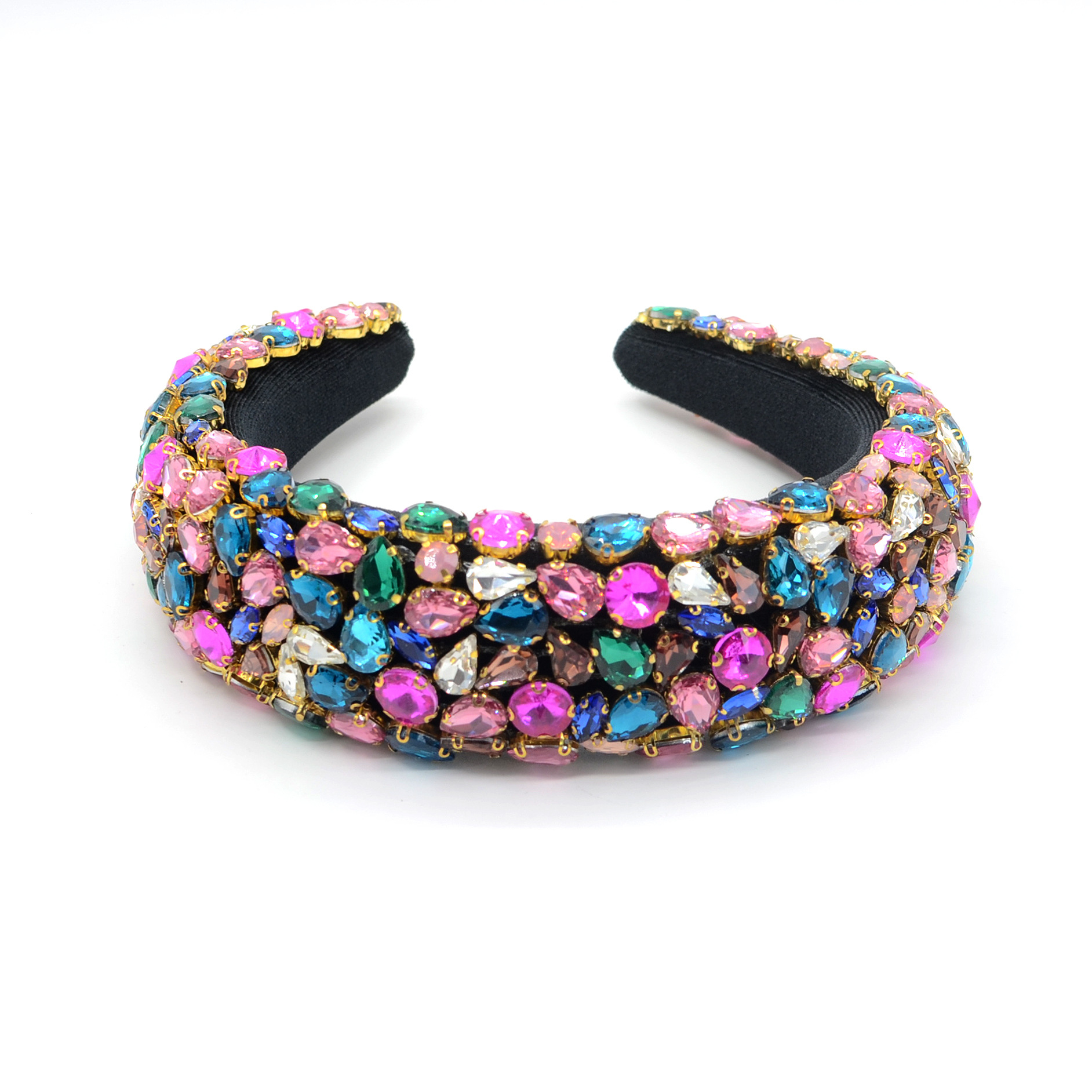 欧美韩国水钻宝石发箍海绵宽边手工头箍韩版巴洛克发箍厂家