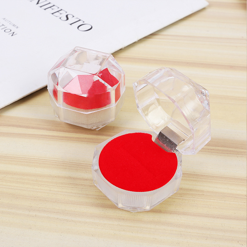 New Acrylic Crystal Transparent Octagonal Jewelry Box Necklace Ring Jewelry Box Factory Wholesale