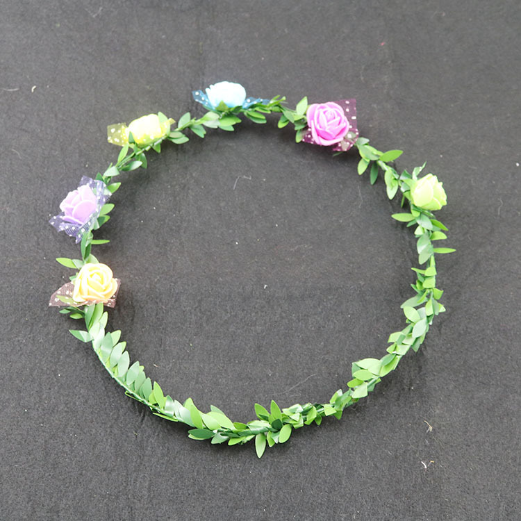 创意微商地推小礼品批发diy仿真花环新年森女度假沙滩藤条花环