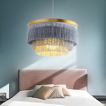 创意款北欧现代客厅卧室灯简约个性彩色圆形流苏温馨别墅餐厅吊灯