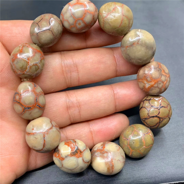 新疆淖毛湖龟背纹玛瑙原石手链戈壁小奇石手串无伤裂打磨过