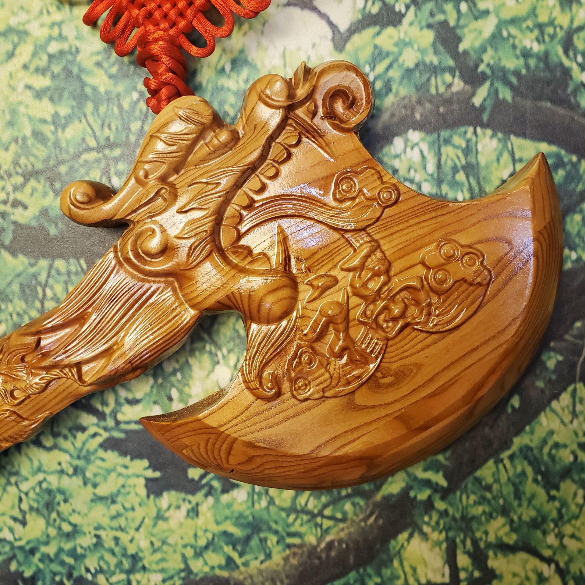 桃木斧子批发桃木龙凤斧子挂件结婚坐福乔迁搬家桃木斧头