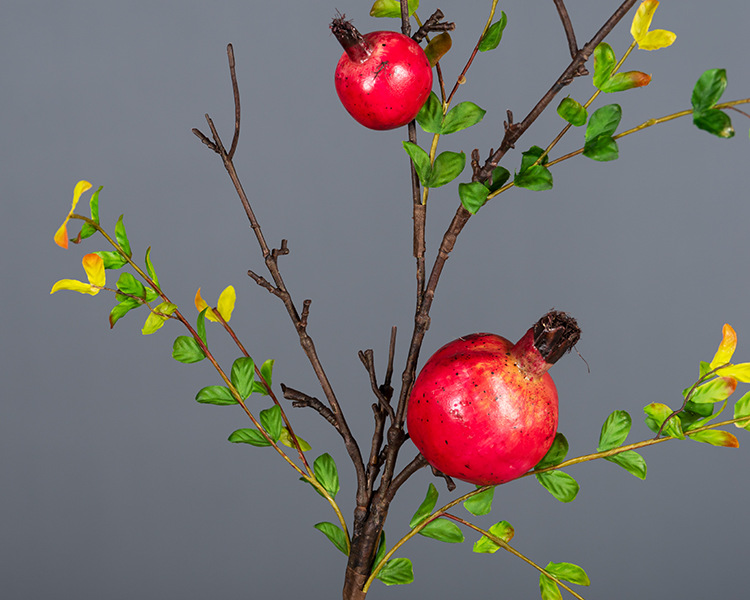 现代田园风仿真四头石榴树枝高档软装饰果实假花橱窗桌面植物插花