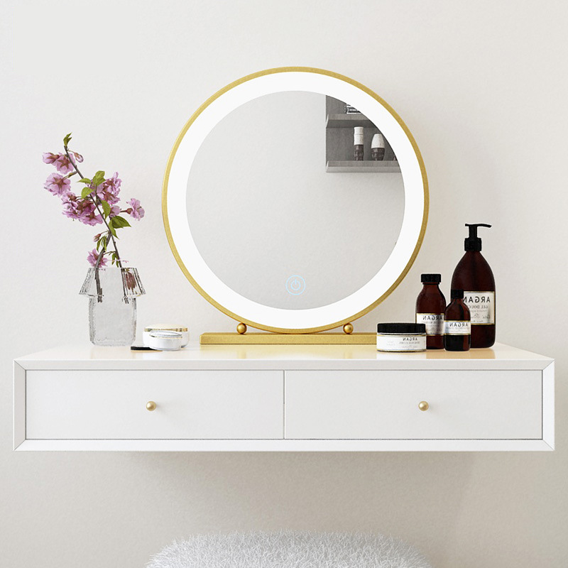 北欧卧室实木壁挂梳妆台小户型简约墙上化妆桌家用女生网红化妆台