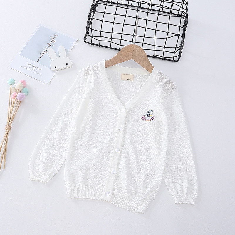 Summer Thin Children's Clothing Girls' Outdoor Skin Clothing Children's Embroidery Knitted Cardigan Baby Sunscreen Clothing Consignment