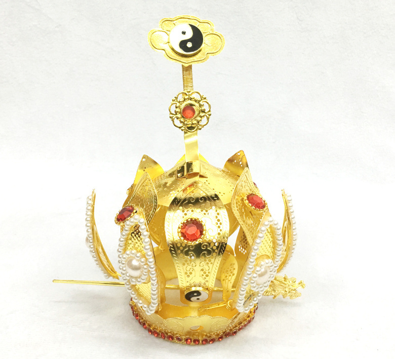 编制网六角帽如意太极莲花冠道教双龙法衣八卦帽道士冠混元巾短褂