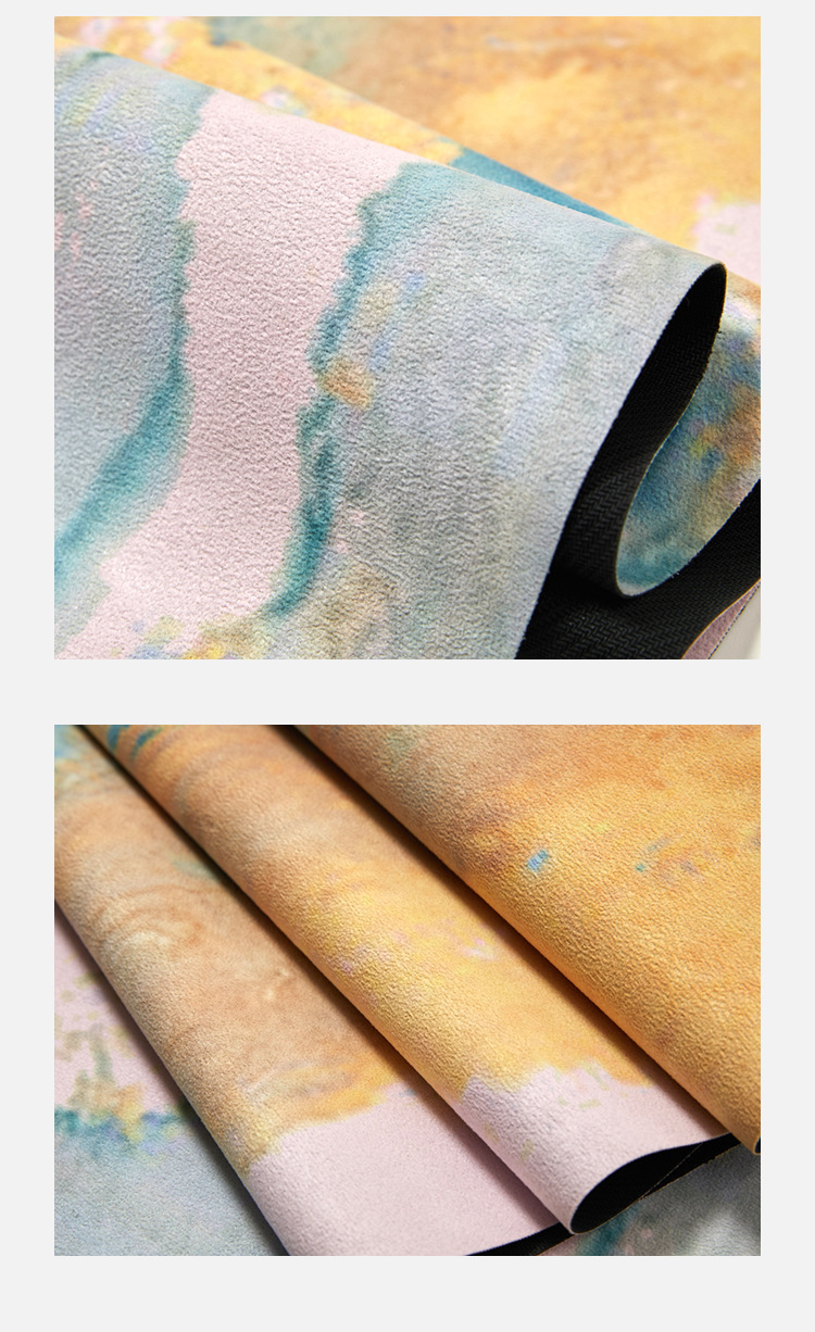 跨境环保天然橡胶麂皮绒印花瑜伽垫可折叠便携式防滑瑜伽铺巾定制