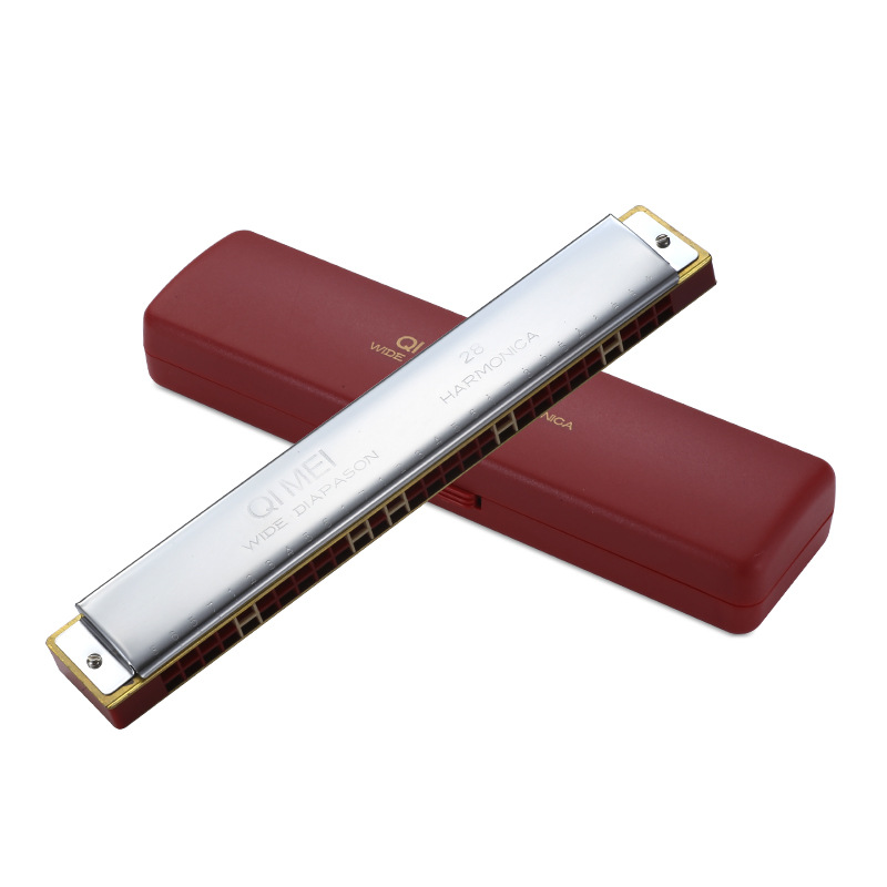 奇美口琴28孔宽音域复音c调口琴初学者学生自学专业演奏重音口琴