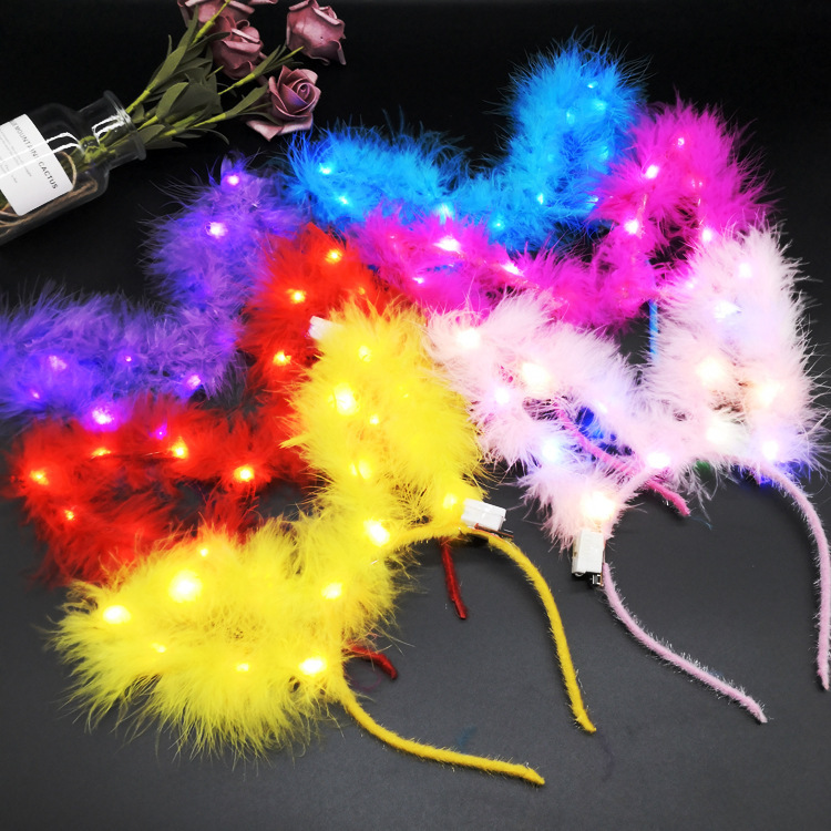 Night Market Children's Luminous Toys Flash Headwear Garland Cat Ears Rabbit Ears Hair Hoop Push Scan Code Small Gift