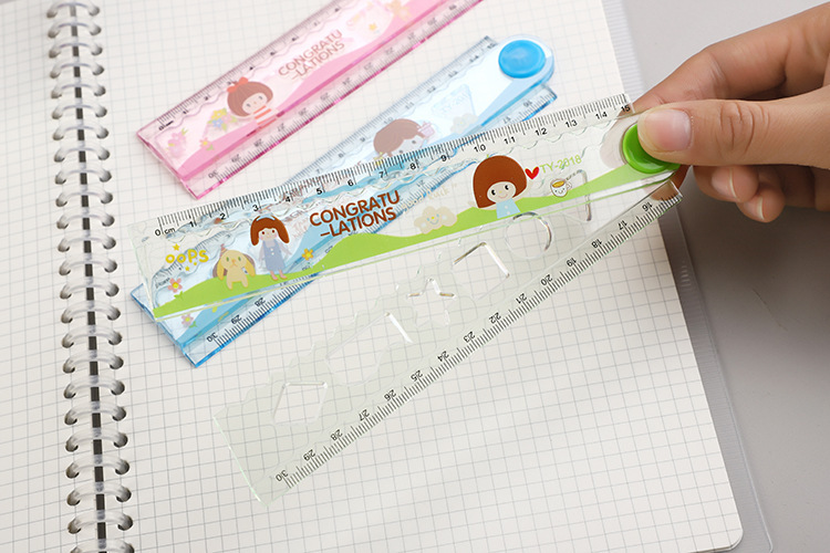 小青蛙30cm折尺ty2018小学生学生卡通小学生多功能塑料直尺 批发