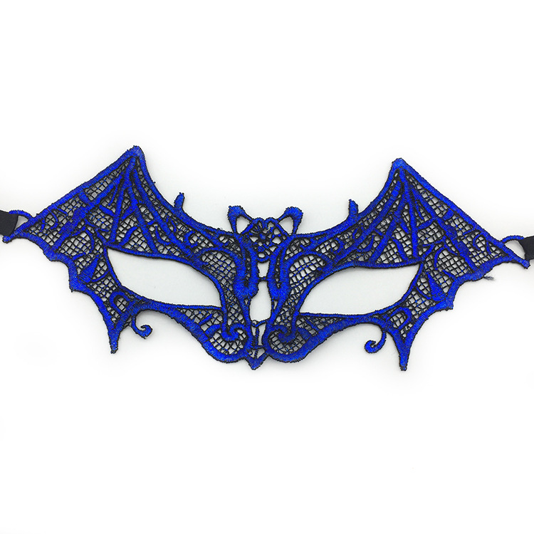 蓝色蕾丝面具烫金半脸情趣眼罩 派对面具女 化妆舞会道具用品