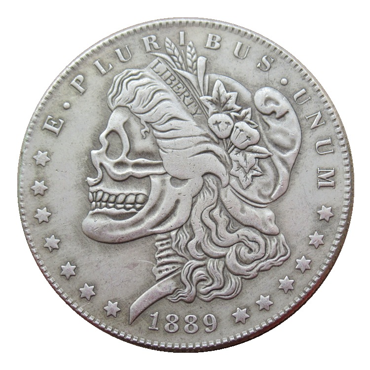 厂价直销定做银元流浪者骷髅头硬币美国摩根1889美元复制纪念币