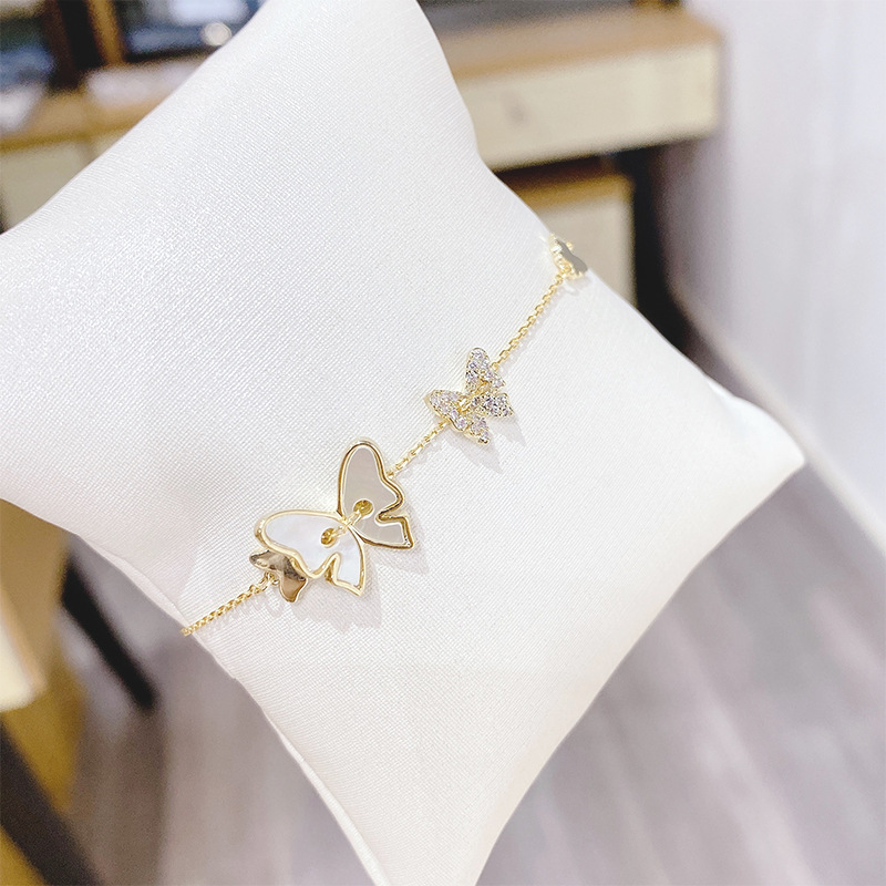 Shell Butterfly Micro-Inlaid Bracelet Female European and American Super Fairy Girl Diamond Bracelet Temperament Personal Influencer Fashion Jewellery