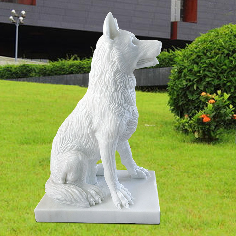 石雕狗汉白玉生肖小狗大理石看门镇宅招财狼狗藏獒小笨狗动物摆件