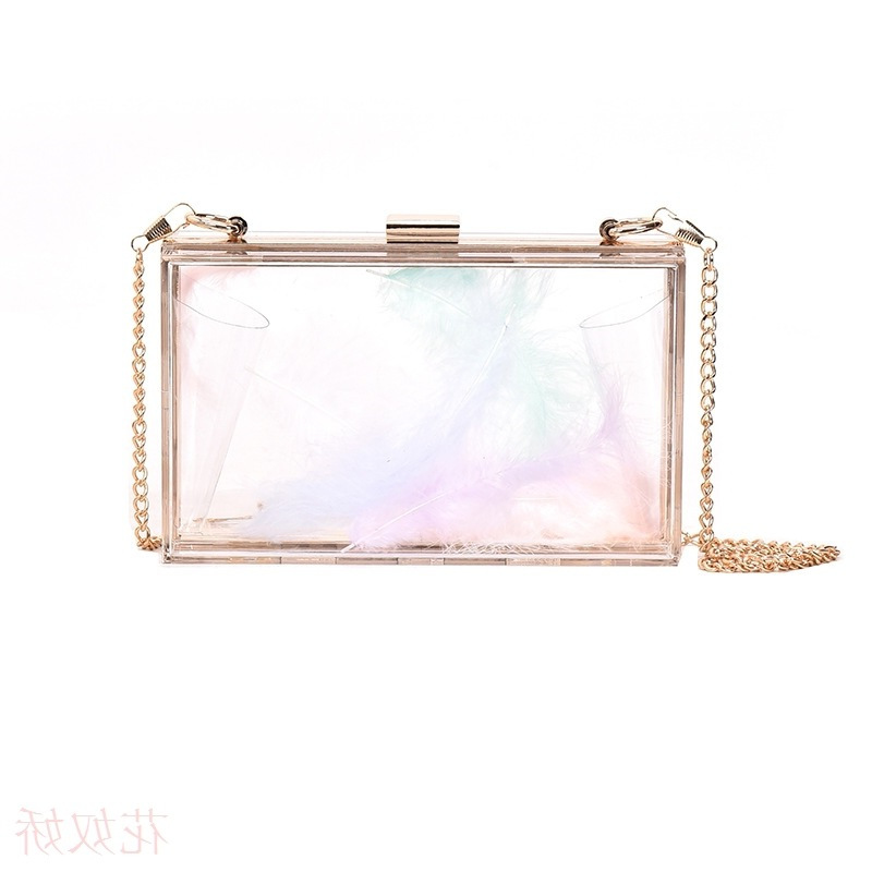 Box Transparent Small Square Bag 2021 New Korean Style Chain Shoulder Crossbody Dinner Bag Acrylic Chain Bag