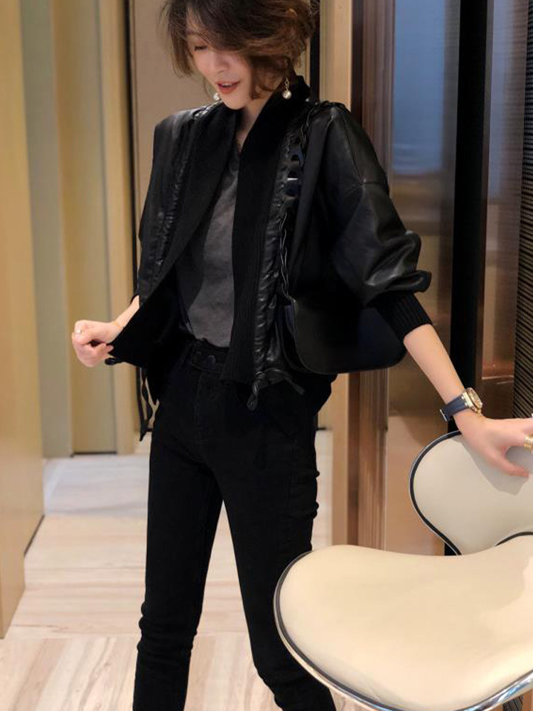 梵莉思黑色皮衣外套女短款韩版宽松夹克机车服上衣潮秋装2021新款