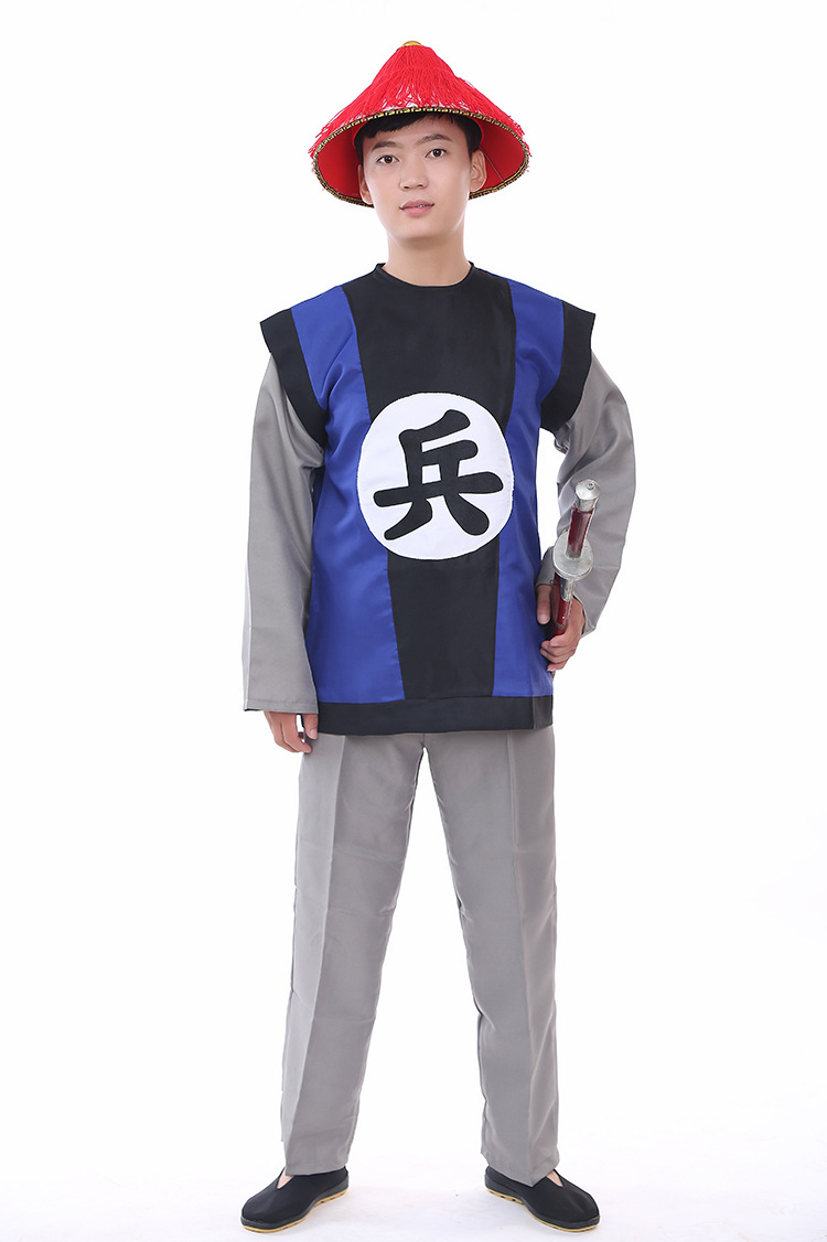 清朝士兵服清朝小兵侍卫勇字兵衙役官服舞台服男士古装演出服装