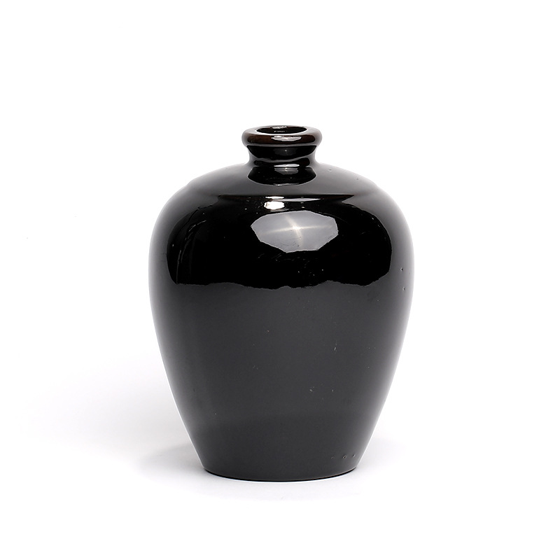 批发土陶黑釉陶瓷酒坛酒瓶1斤2斤3斤5斤10斤装空酒瓶子带盖密封罐