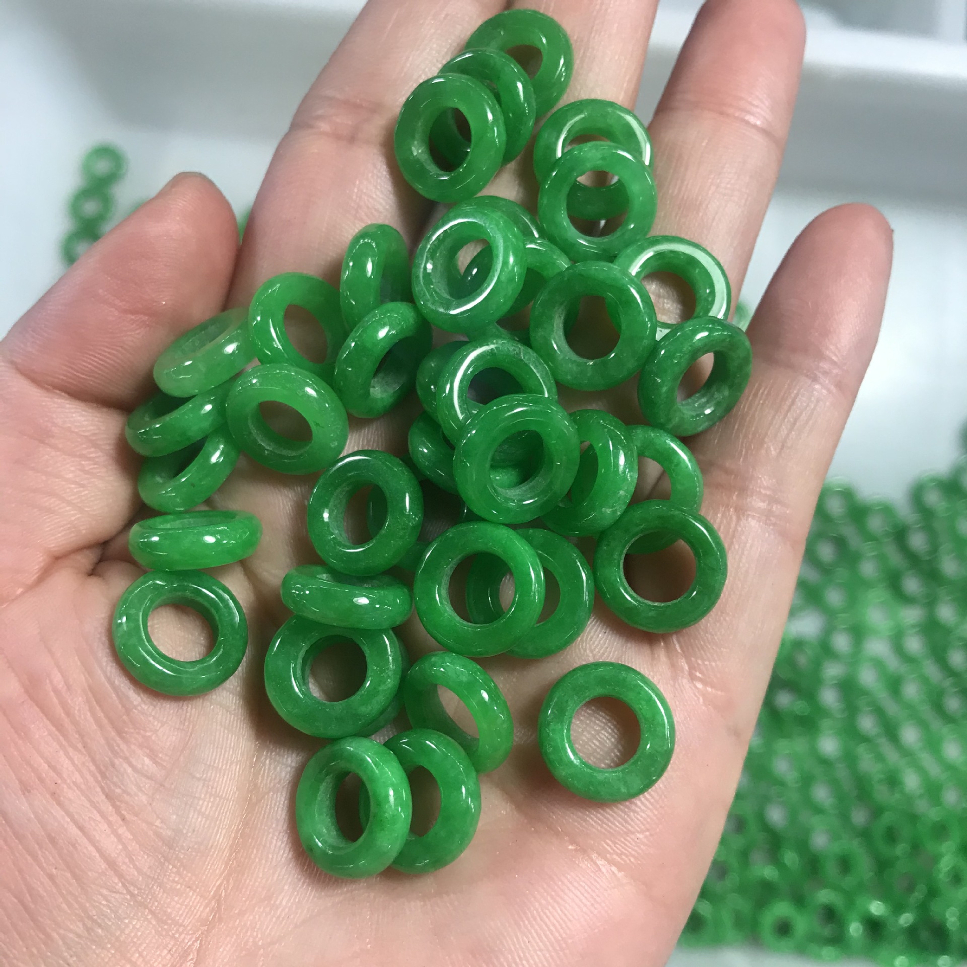 翡翠干青小圈仔小圆环圆圈线圈饰品配件散珠隔珠大孔算盘珠平安环