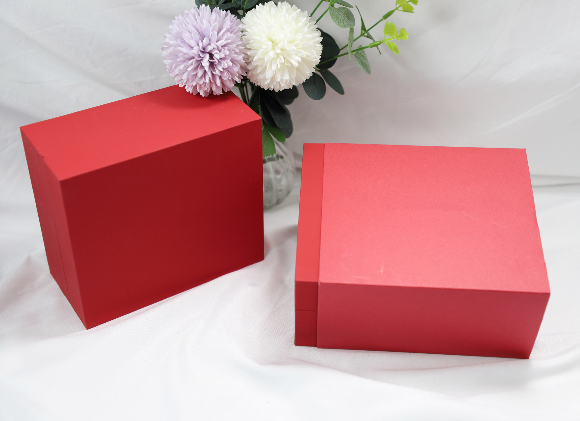 时尚红黑两色首饰手表套装盒 多功能带镜子礼品包装盒 珠宝收纳盒