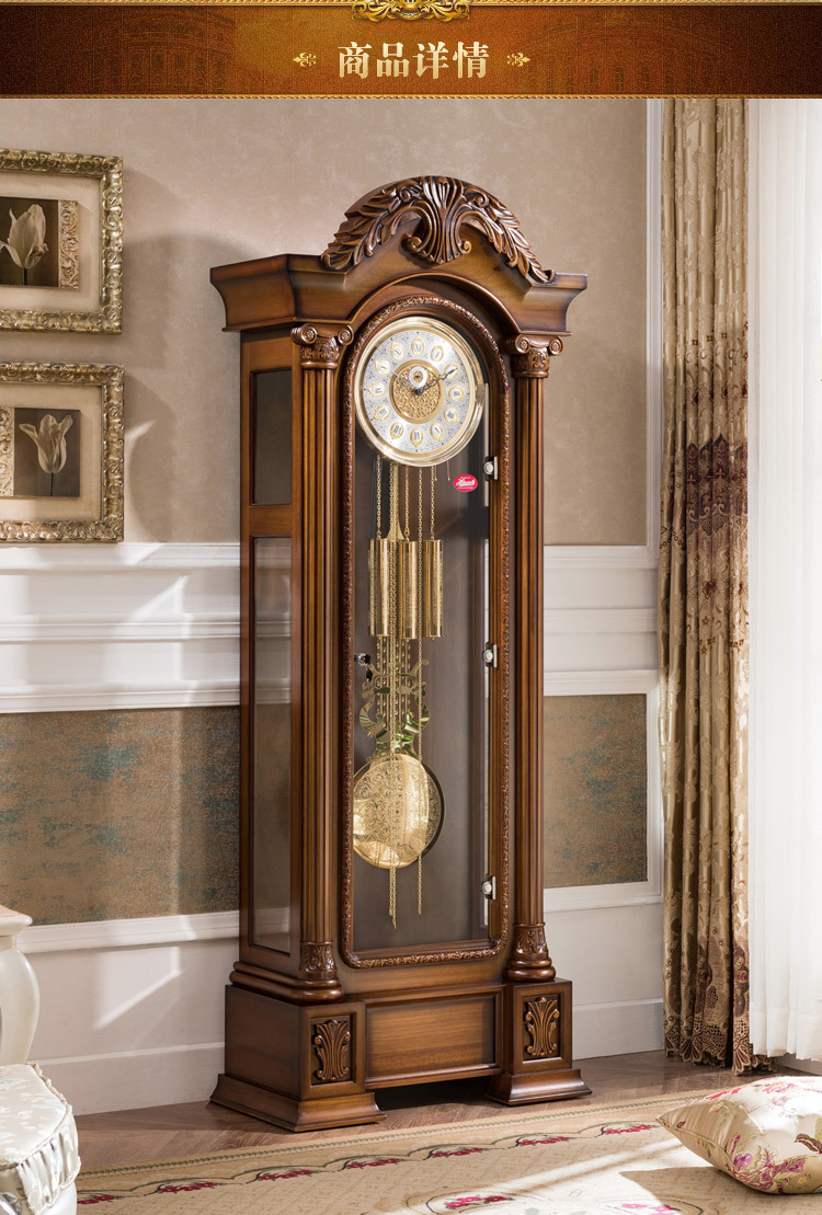 复古赫姆勒落地钟欧式客厅座钟德国豪华大气实木立钟音乐报时摆钟